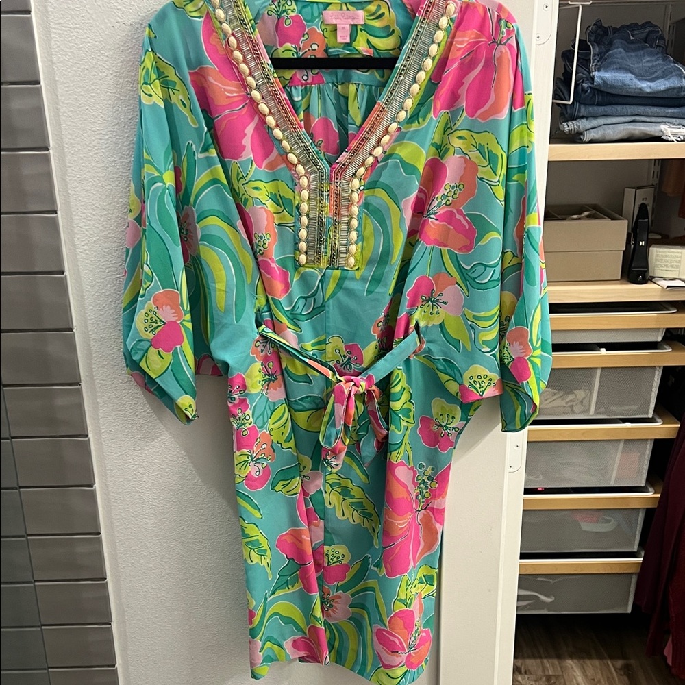 Lilly Pulitzer Floral Dress in Pink and Green